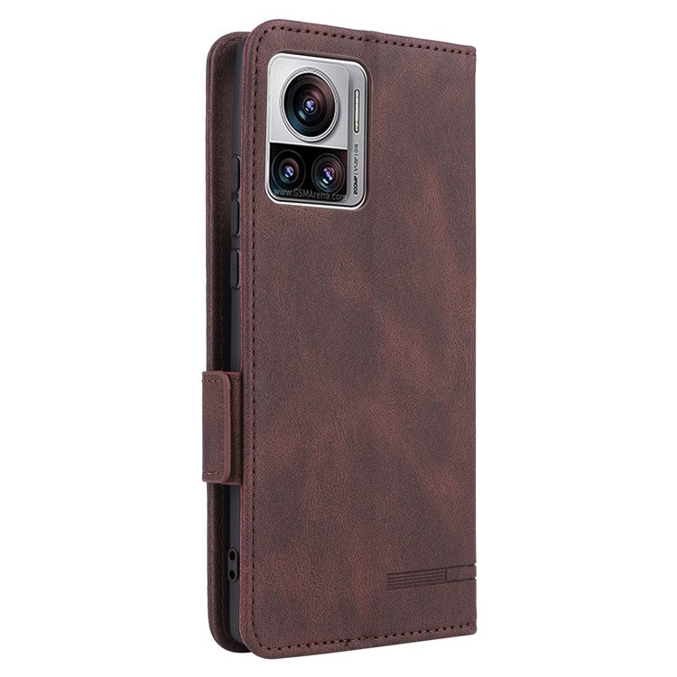 For Motorola Edge 30 Ultra 5G / Moto X30 Pro 5G PU Leather Anti-drop Case Hardware Decor Magnetic Wallet Stand Phone Cover - Coffee