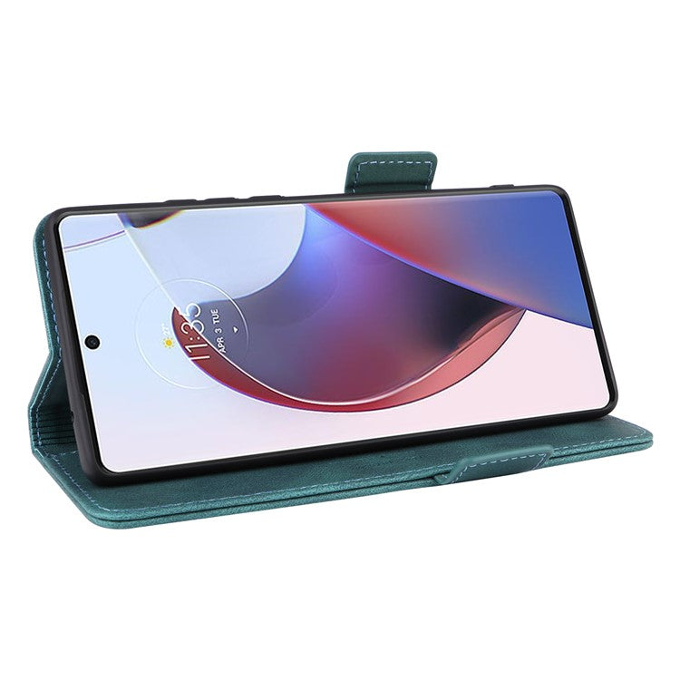 For Motorola Edge 30 Ultra 5G / Moto X30 Pro 5G PU Leather Anti-drop Case Hardware Decor Magnetic Wallet Stand Phone Cover - Blue