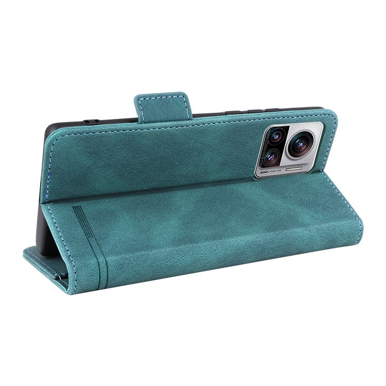 For Motorola Edge 30 Ultra 5G / Moto X30 Pro 5G PU Leather Anti-drop Case Hardware Decor Magnetic Wallet Stand Phone Cover - Blue