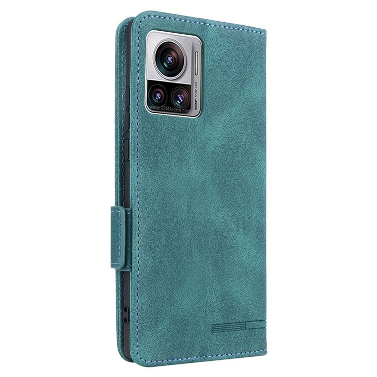 For Motorola Edge 30 Ultra 5G / Moto X30 Pro 5G PU Leather Anti-drop Case Hardware Decor Magnetic Wallet Stand Phone Cover - Blue