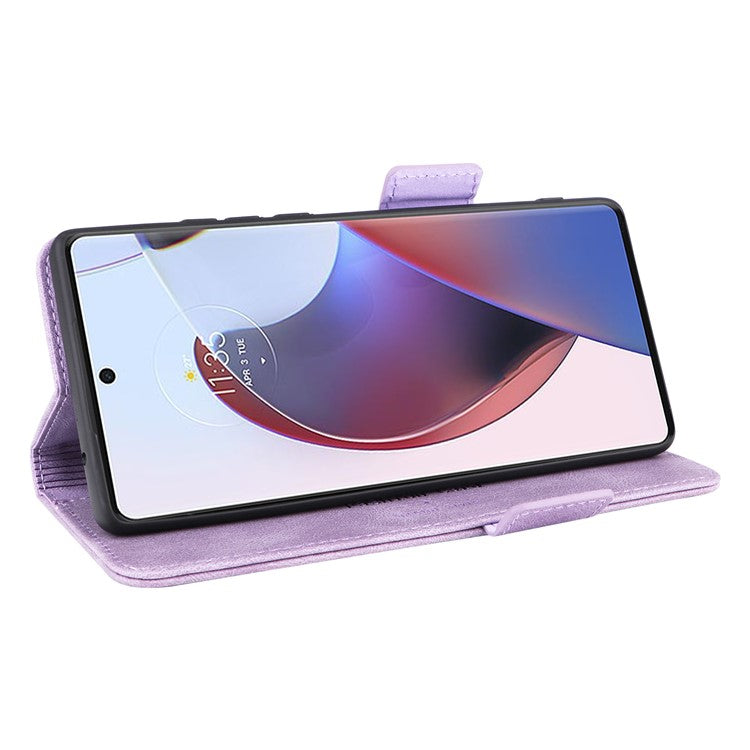 For Motorola Edge 30 Ultra 5G / Moto X30 Pro 5G PU Leather Anti-drop Case Hardware Decor Magnetic Wallet Stand Phone Cover - Purple