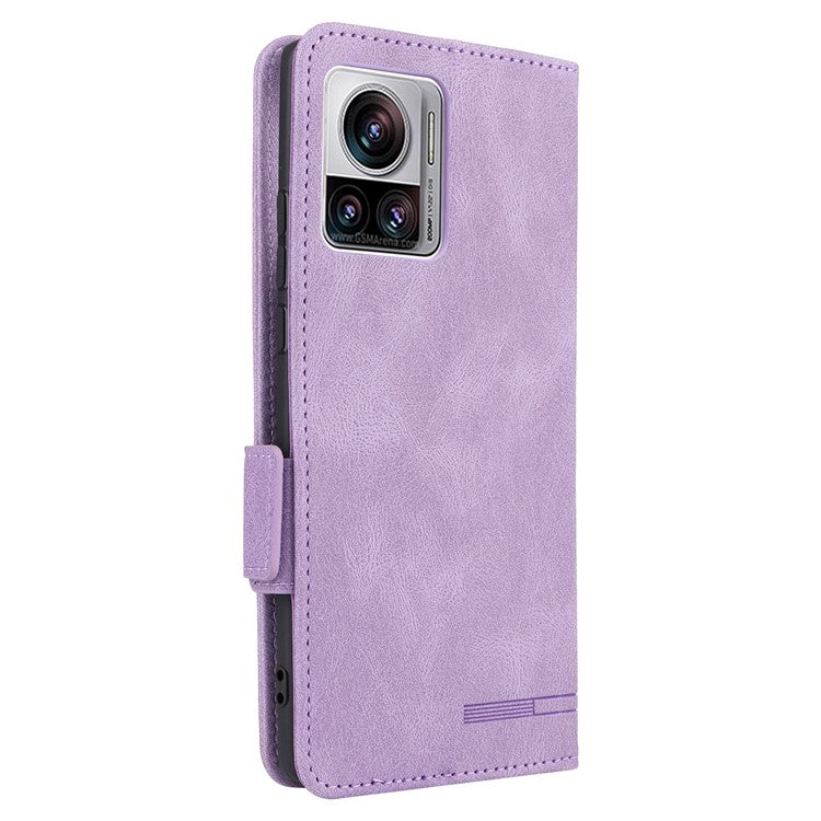 For Motorola Edge 30 Ultra 5G / Moto X30 Pro 5G PU Leather Anti-drop Case Hardware Decor Magnetic Wallet Stand Phone Cover - Purple