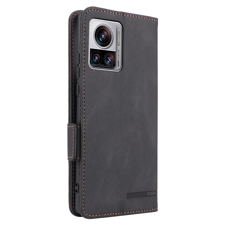 For Motorola Edge 30 Ultra 5G / Moto X30 Pro 5G PU Leather Anti-drop Case Hardware Decor Magnetic Wallet Stand Phone Cover - Black