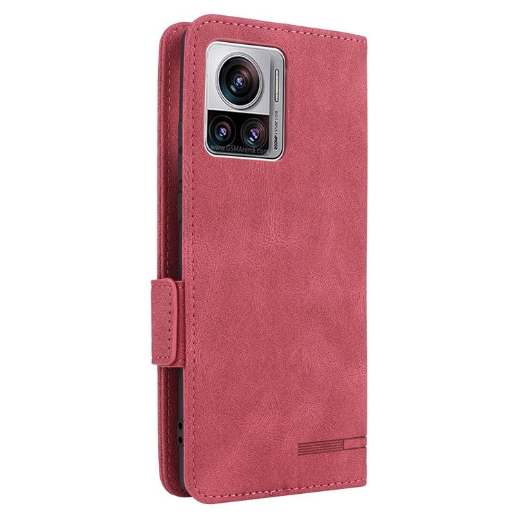 For Motorola Edge 30 Ultra 5G / Moto X30 Pro 5G PU Leather Anti-drop Case Hardware Decor Magnetic Wallet Stand Phone Cover - Rose
