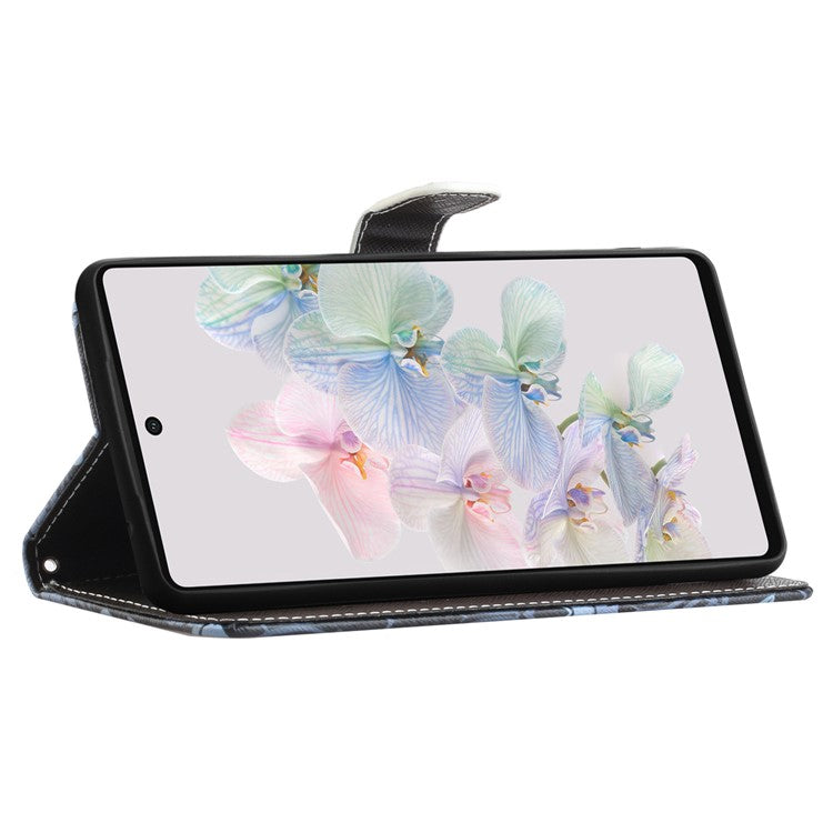 For Google Pixel 7a PU Leather Flip 3D Pattern Printing Phone Case Cross Texture Magnetic Closure Stand Folio Cover - Snow Wolf