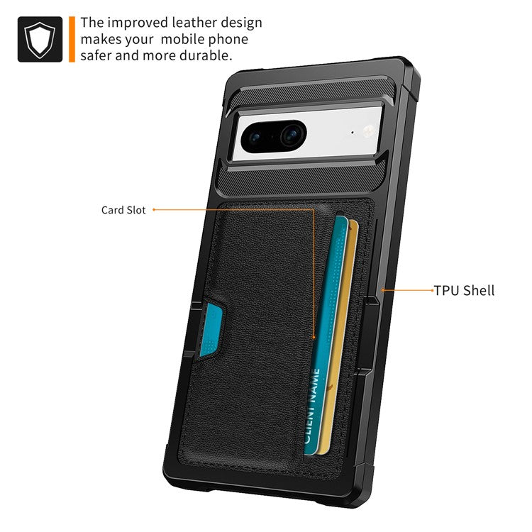 For Google Pixel 7 5G ZM02 Smartphone Case with Card Slot PU Leather + TPU Reinforced Corner Anti-scratch Cell Phone Back Cover