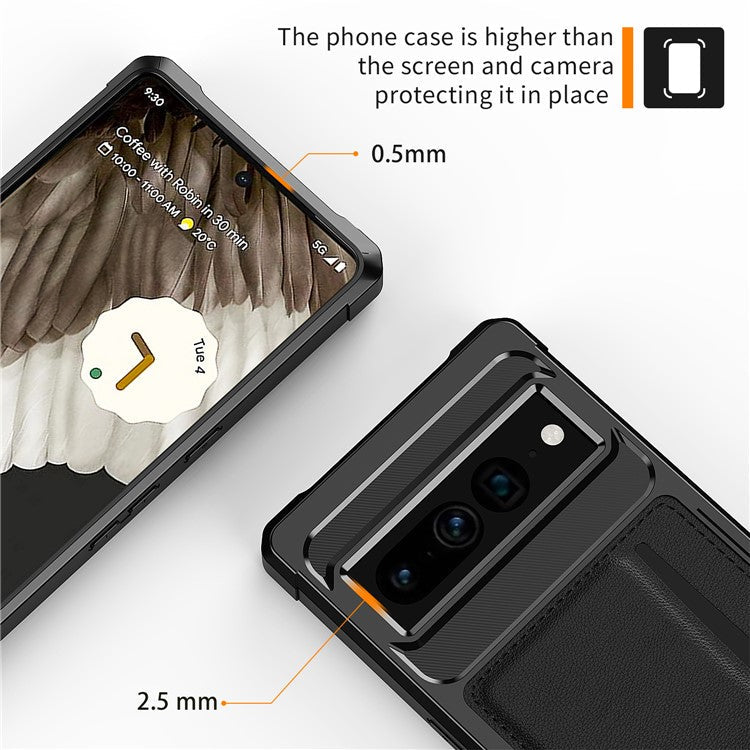 For Google Pixel 7 Pro 5G ZM02 Shockproof Reinforced Corner Phone Case with Card Slot PU Leather + TPU Anti-fall Phone Back Cover