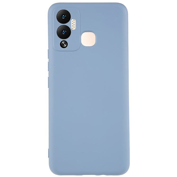 For Infinix Hot 12 Play 4G Liquid Silicone Texture Smooth Touch Case Arc Edge 2.0mm Thick TPU Shockproof Protective Phone Cover - Grey