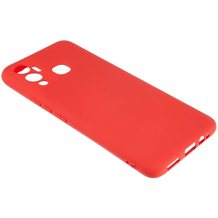 For Infinix Hot 12 Play 4G Liquid Silicone Texture Smooth Touch Case Arc Edge 2.0mm Thick TPU Shockproof Protective Phone Cover - Red