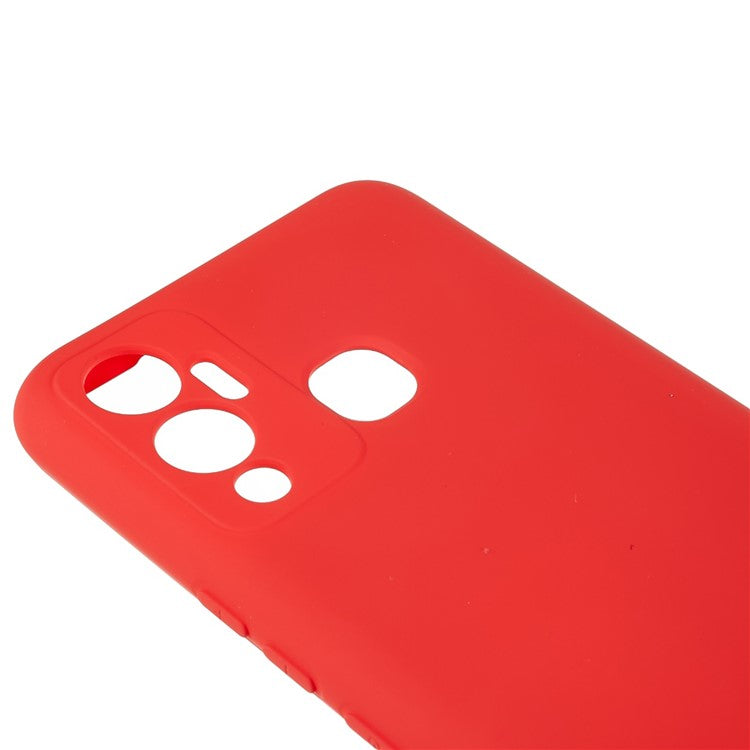 For Infinix Hot 12 Play 4G Liquid Silicone Texture Smooth Touch Case Arc Edge 2.0mm Thick TPU Shockproof Protective Phone Cover - Red