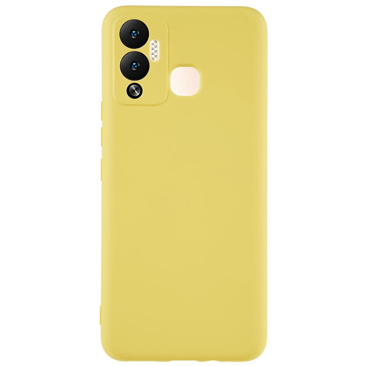 For Infinix Hot 12 Play 4G Liquid Silicone Texture Smooth Touch Case Arc Edge 2.0mm Thick TPU Shockproof Protective Phone Cover - Yellow