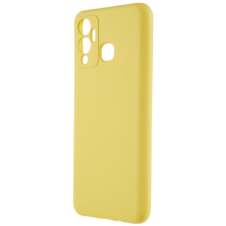 For Infinix Hot 12 Play 4G Liquid Silicone Texture Smooth Touch Case Arc Edge 2.0mm Thick TPU Shockproof Protective Phone Cover - Yellow
