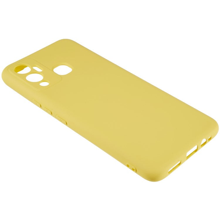 For Infinix Hot 12 Play 4G Liquid Silicone Texture Smooth Touch Case Arc Edge 2.0mm Thick TPU Shockproof Protective Phone Cover - Yellow