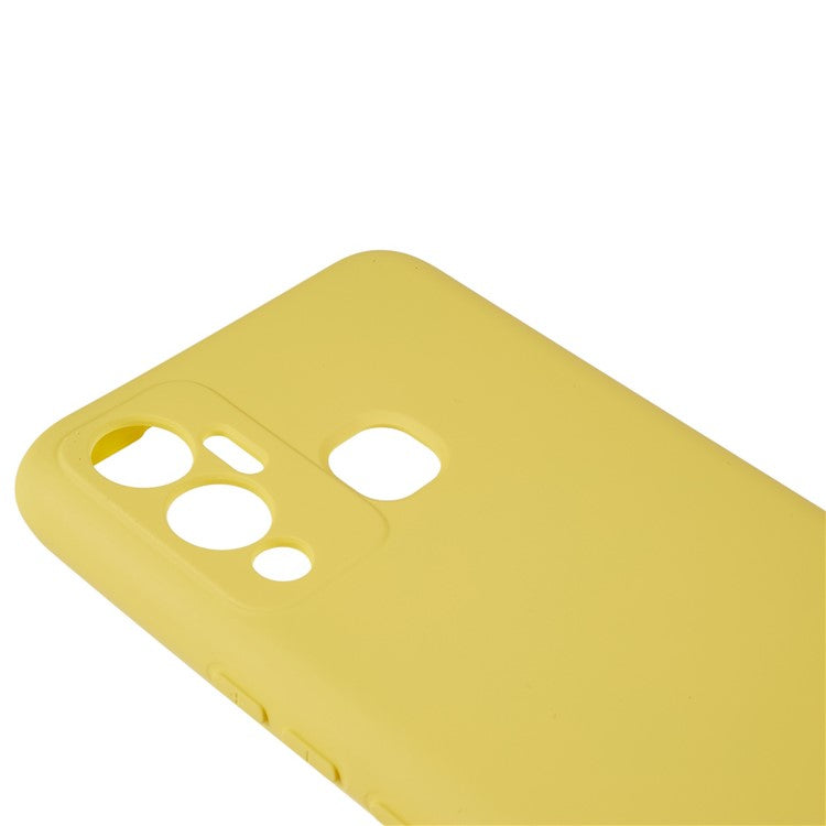 For Infinix Hot 12 Play 4G Liquid Silicone Texture Smooth Touch Case Arc Edge 2.0mm Thick TPU Shockproof Protective Phone Cover - Yellow