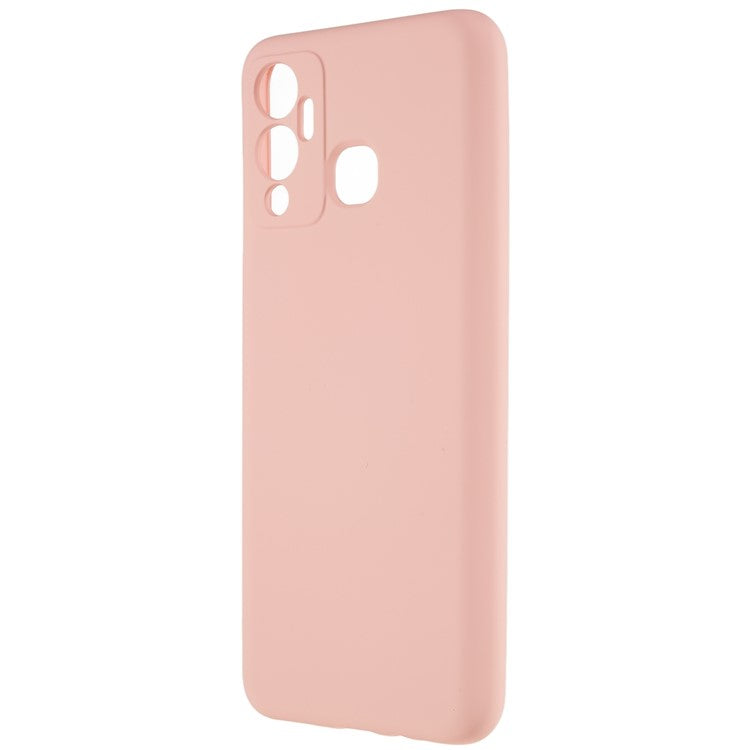 For Infinix Hot 12 Play 4G Liquid Silicone Texture Smooth Touch Case Arc Edge 2.0mm Thick TPU Shockproof Protective Phone Cover - Pink