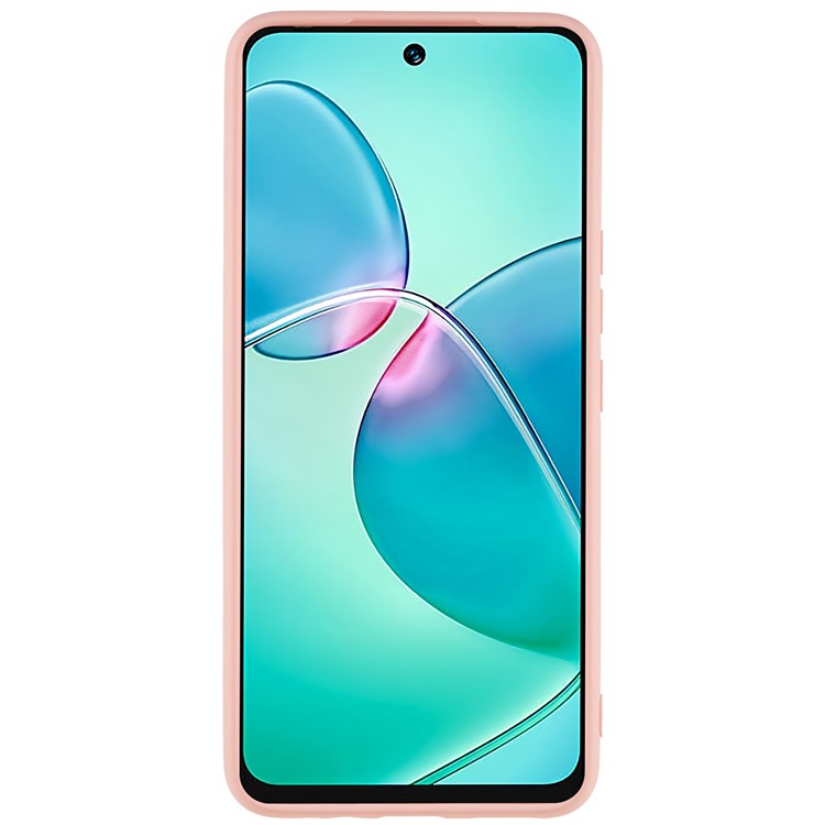 For Infinix Hot 12 Play 4G Liquid Silicone Texture Smooth Touch Case Arc Edge 2.0mm Thick TPU Shockproof Protective Phone Cover - Pink