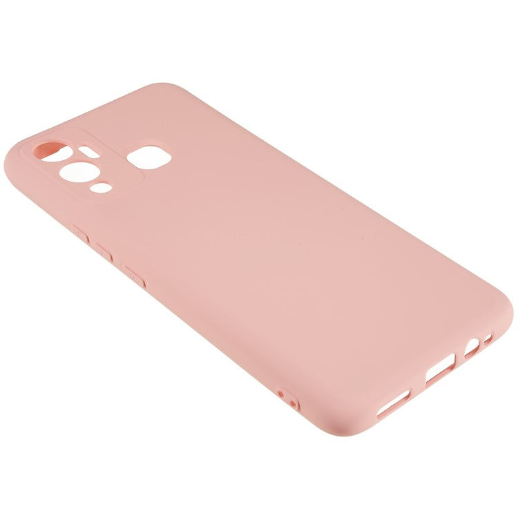 For Infinix Hot 12 Play 4G Liquid Silicone Texture Smooth Touch Case Arc Edge 2.0mm Thick TPU Shockproof Protective Phone Cover - Pink