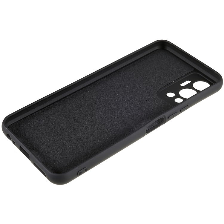 For Infinix Hot 12 4G Anti-Slip Liquid Silicone Texture Phone Case 2.0mm Thick Arc Edge Soft TPU Shockproof Back Cover - Black