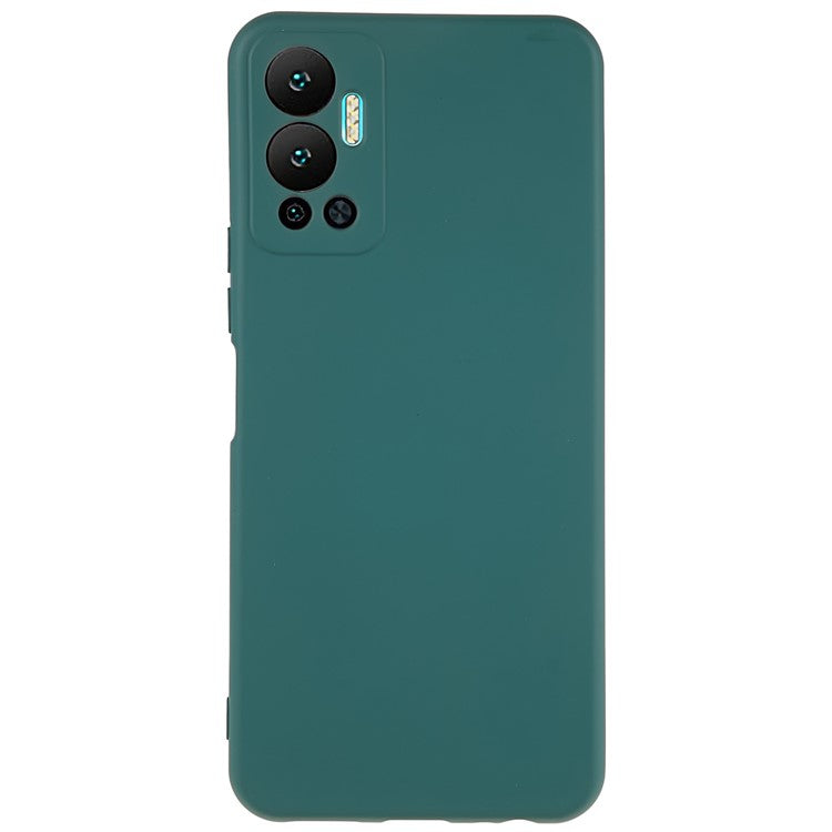 For Infinix Hot 12 4G Anti-Slip Liquid Silicone Texture Phone Case 2.0mm Thick Arc Edge Soft TPU Shockproof Back Cover - Midnight Green