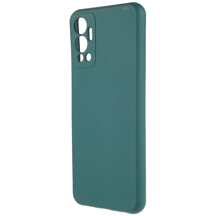 For Infinix Hot 12 4G Anti-Slip Liquid Silicone Texture Phone Case 2.0mm Thick Arc Edge Soft TPU Shockproof Back Cover - Midnight Green