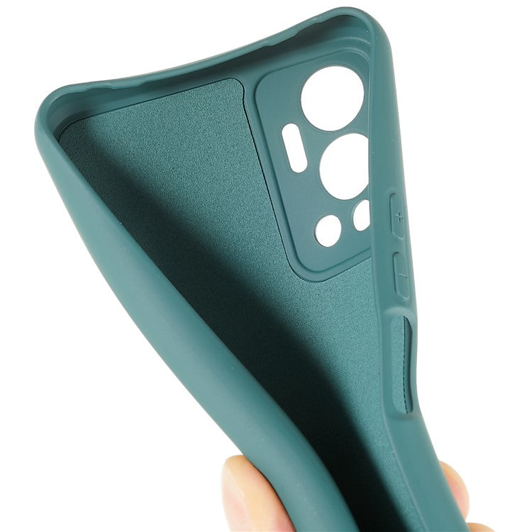 For Infinix Hot 12 4G Anti-Slip Liquid Silicone Texture Phone Case 2.0mm Thick Arc Edge Soft TPU Shockproof Back Cover - Midnight Green