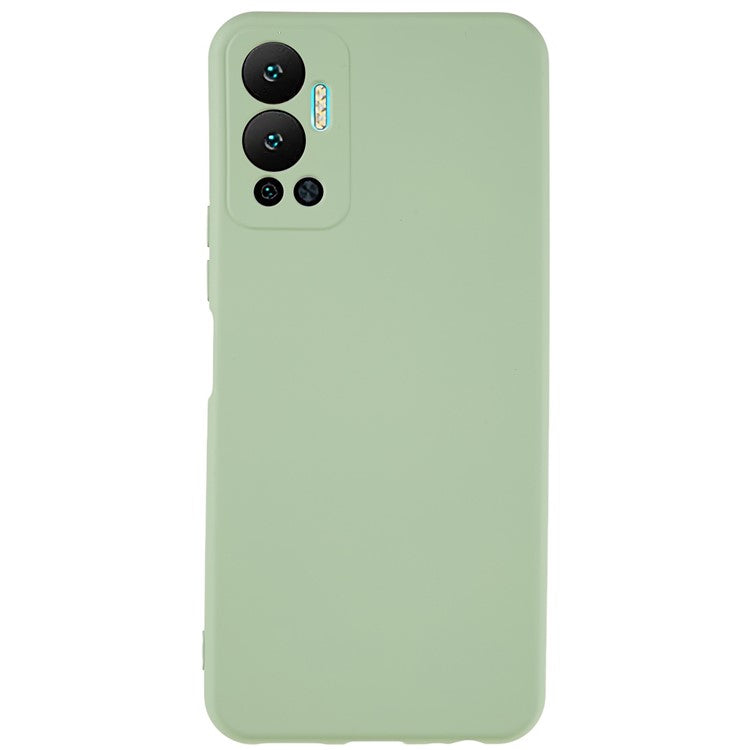 For Infinix Hot 12 4G Anti-Slip Liquid Silicone Texture Phone Case 2.0mm Thick Arc Edge Soft TPU Shockproof Back Cover - Green
