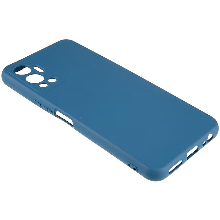 For Infinix Hot 12 4G Anti-Slip Liquid Silicone Texture Phone Case 2.0mm Thick Arc Edge Soft TPU Shockproof Back Cover - Blue