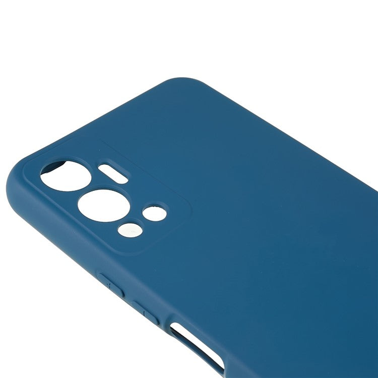 For Infinix Hot 12 4G Anti-Slip Liquid Silicone Texture Phone Case 2.0mm Thick Arc Edge Soft TPU Shockproof Back Cover - Blue