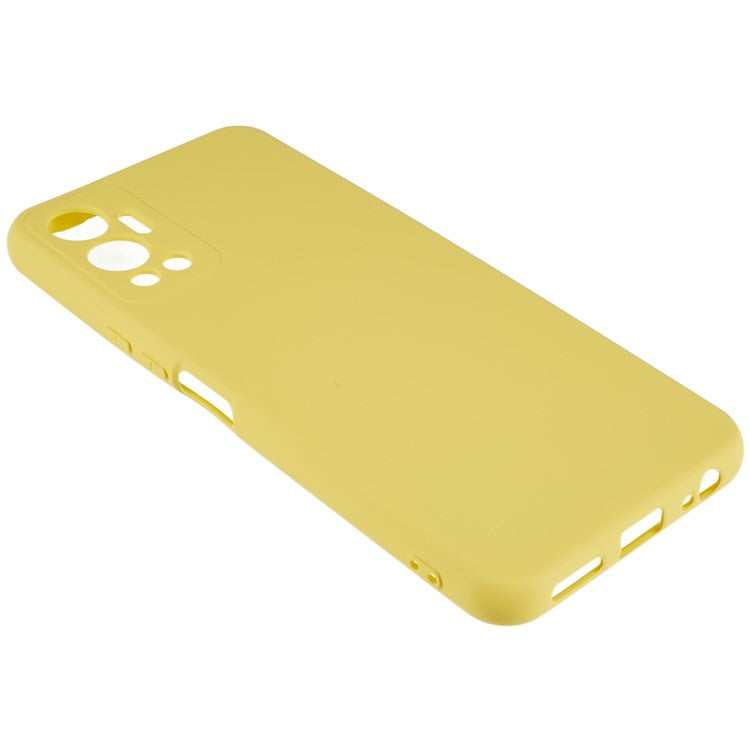 For Infinix Hot 12 4G Anti-Slip Liquid Silicone Texture Phone Case 2.0mm Thick Arc Edge Soft TPU Shockproof Back Cover - Yellow