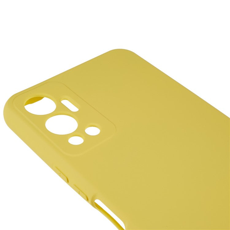 For Infinix Hot 12 4G Anti-Slip Liquid Silicone Texture Phone Case 2.0mm Thick Arc Edge Soft TPU Shockproof Back Cover - Yellow