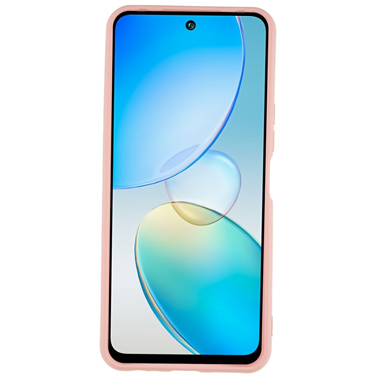 For Infinix Hot 12 4G Anti-Slip Liquid Silicone Texture Phone Case 2.0mm Thick Arc Edge Soft TPU Shockproof Back Cover - Pink