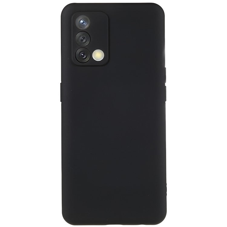 For Oppo A74 4G Flexible TPU Arc Edge Shockproof Phone Case 2.0mm Thick Liquid Silicone Texture Anti-Slip Back Cover - Black