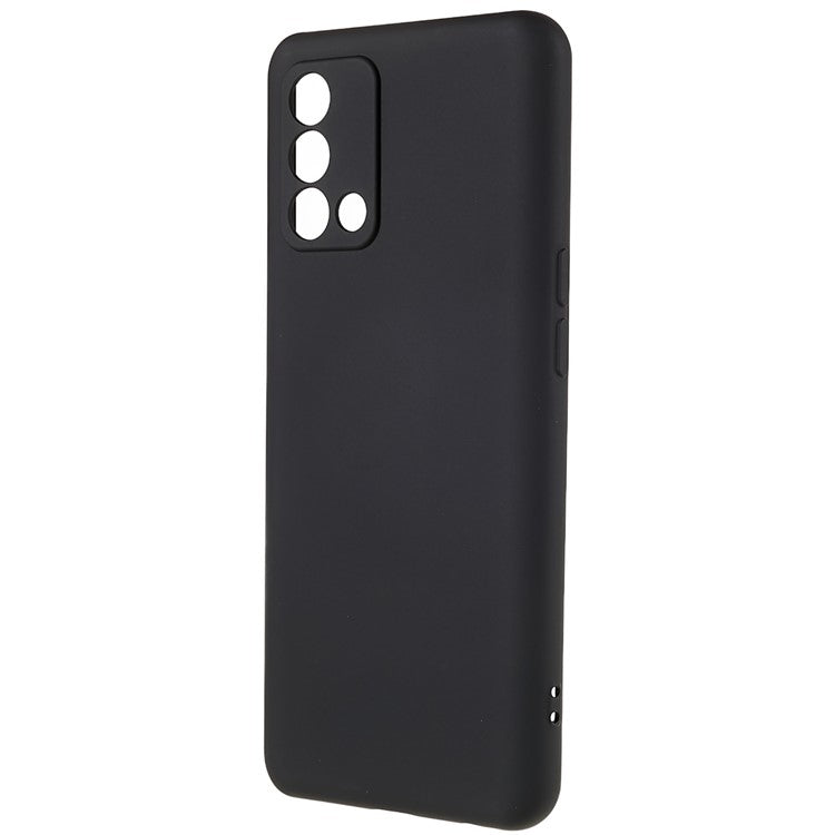 For Oppo A74 4G Flexible TPU Arc Edge Shockproof Phone Case 2.0mm Thick Liquid Silicone Texture Anti-Slip Back Cover - Black