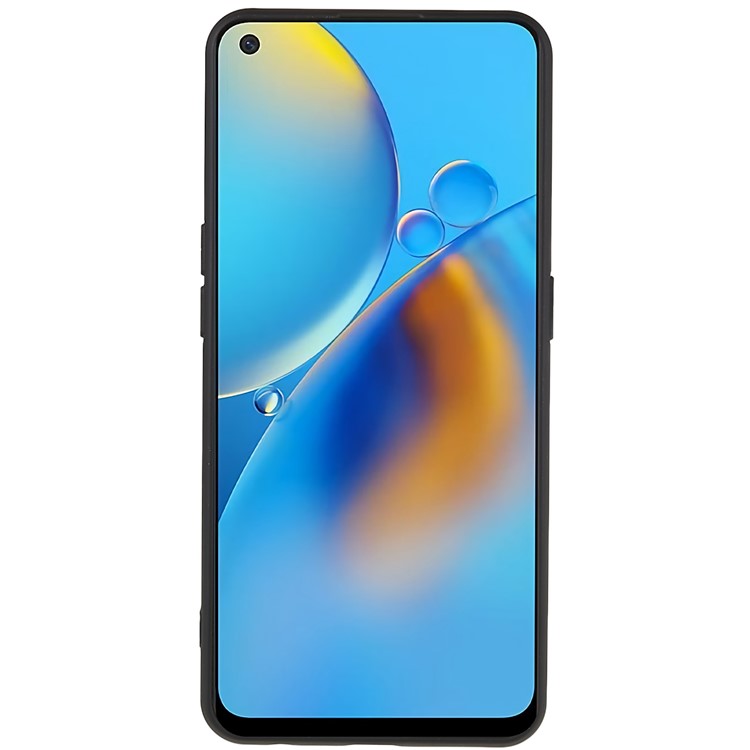 For Oppo A74 4G Flexible TPU Arc Edge Shockproof Phone Case 2.0mm Thick Liquid Silicone Texture Anti-Slip Back Cover - Black