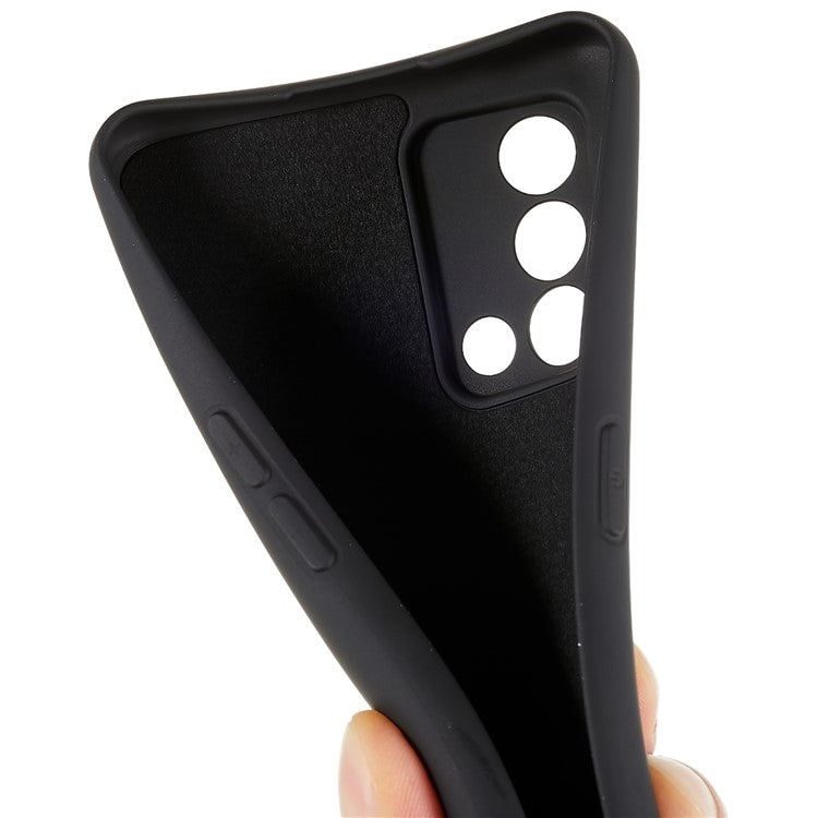 For Oppo A74 4G Flexible TPU Arc Edge Shockproof Phone Case 2.0mm Thick Liquid Silicone Texture Anti-Slip Back Cover - Black