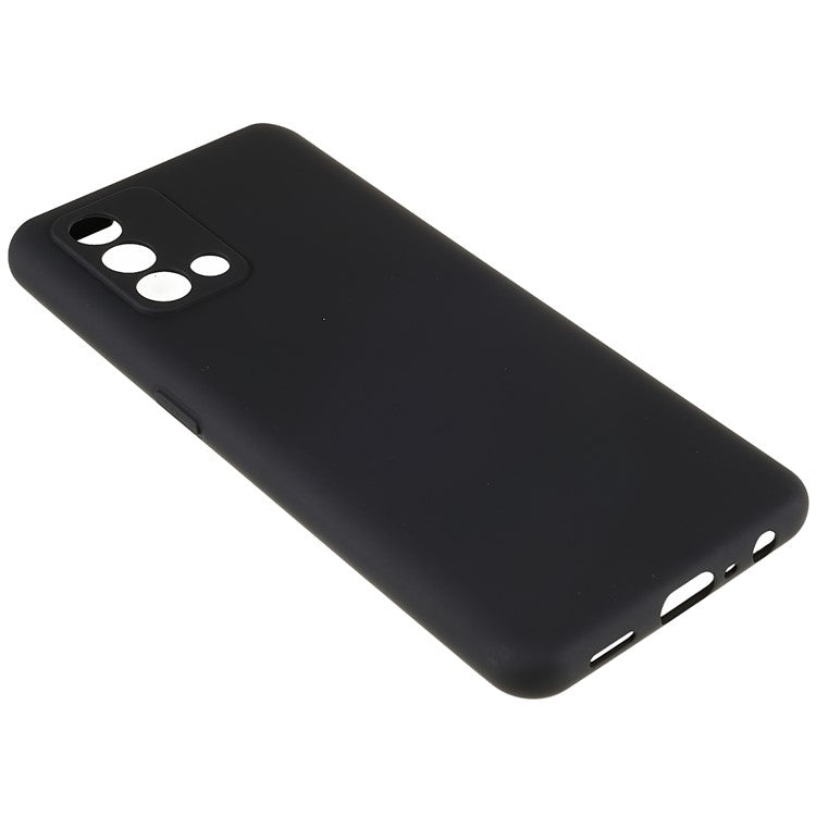 For Oppo A74 4G Flexible TPU Arc Edge Shockproof Phone Case 2.0mm Thick Liquid Silicone Texture Anti-Slip Back Cover - Black