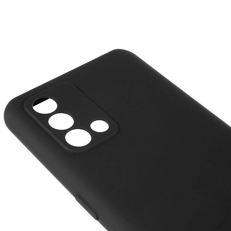 For Oppo A74 4G Flexible TPU Arc Edge Shockproof Phone Case 2.0mm Thick Liquid Silicone Texture Anti-Slip Back Cover - Black