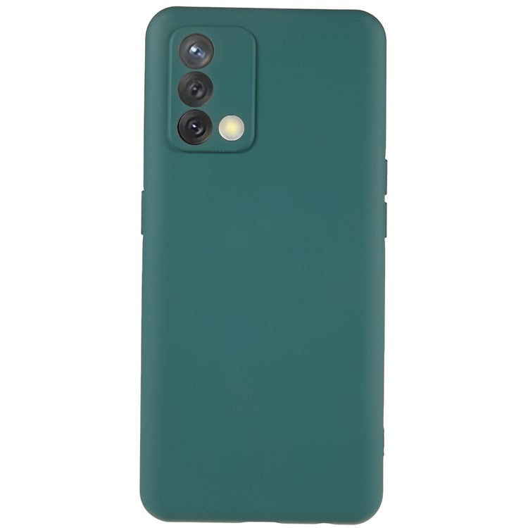 For Oppo A74 4G Flexible TPU Arc Edge Shockproof Phone Case 2.0mm Thick Liquid Silicone Texture Anti-Slip Back Cover - Midnight Green