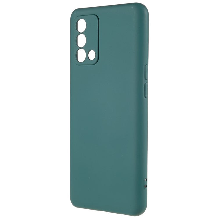 For Oppo A74 4G Flexible TPU Arc Edge Shockproof Phone Case 2.0mm Thick Liquid Silicone Texture Anti-Slip Back Cover - Midnight Green
