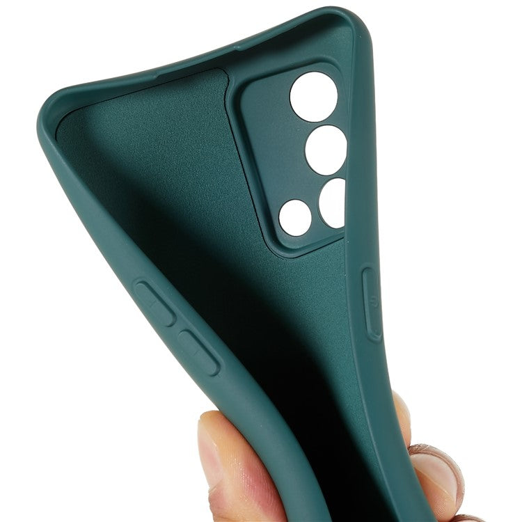 For Oppo A74 4G Flexible TPU Arc Edge Shockproof Phone Case 2.0mm Thick Liquid Silicone Texture Anti-Slip Back Cover - Midnight Green