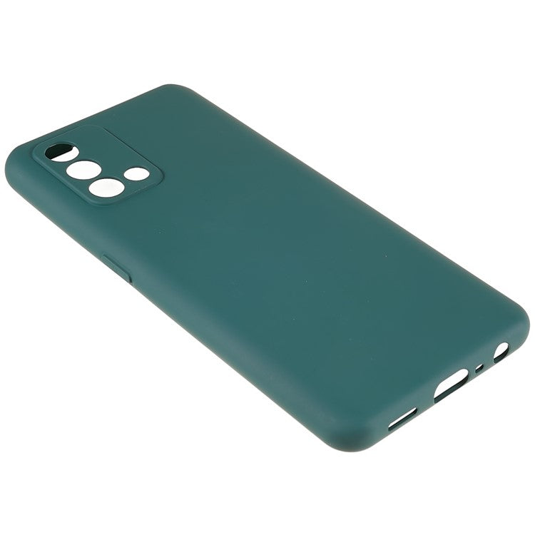 For Oppo A74 4G Flexible TPU Arc Edge Shockproof Phone Case 2.0mm Thick Liquid Silicone Texture Anti-Slip Back Cover - Midnight Green