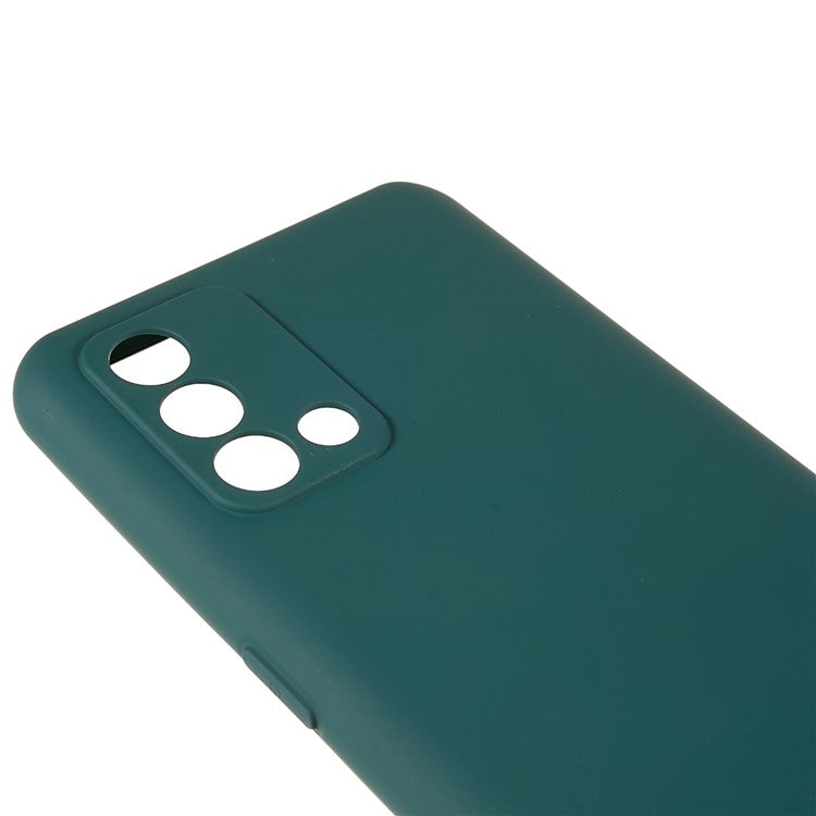For Oppo A74 4G Flexible TPU Arc Edge Shockproof Phone Case 2.0mm Thick Liquid Silicone Texture Anti-Slip Back Cover - Midnight Green