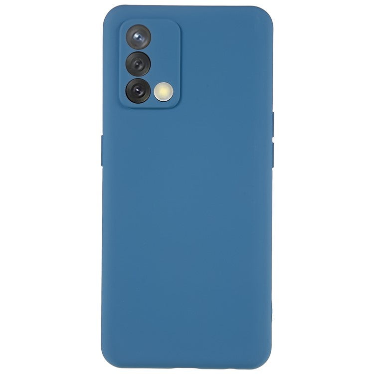 For Oppo A74 4G Flexible TPU Arc Edge Shockproof Phone Case 2.0mm Thick Liquid Silicone Texture Anti-Slip Back Cover - Blue