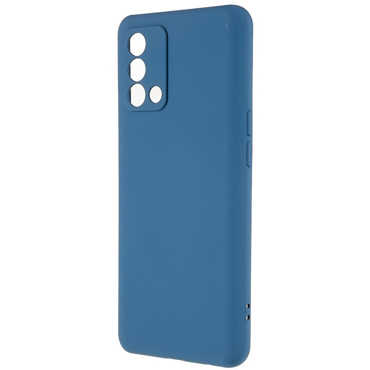 For Oppo A74 4G Flexible TPU Arc Edge Shockproof Phone Case 2.0mm Thick Liquid Silicone Texture Anti-Slip Back Cover - Blue