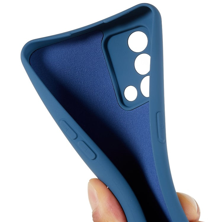 For Oppo A74 4G Flexible TPU Arc Edge Shockproof Phone Case 2.0mm Thick Liquid Silicone Texture Anti-Slip Back Cover - Blue