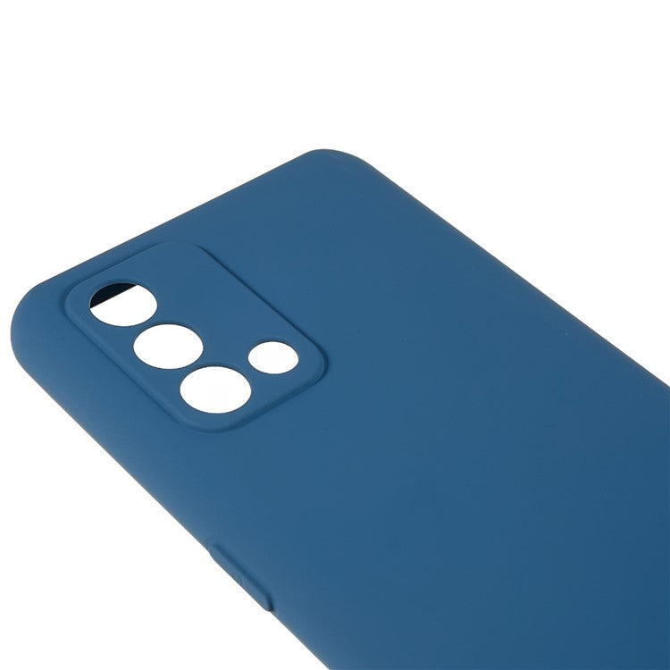 For Oppo A74 4G Flexible TPU Arc Edge Shockproof Phone Case 2.0mm Thick Liquid Silicone Texture Anti-Slip Back Cover - Blue