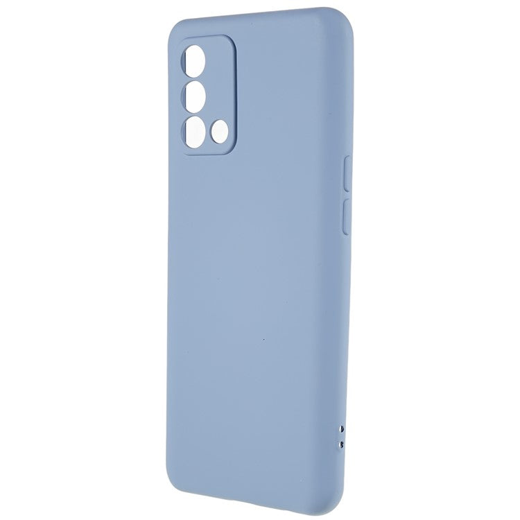 For Oppo A74 4G Flexible TPU Arc Edge Shockproof Phone Case 2.0mm Thick Liquid Silicone Texture Anti-Slip Back Cover - Grey