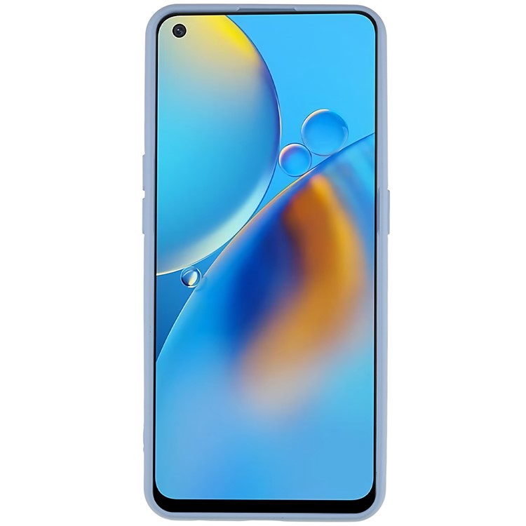 For Oppo A74 4G Flexible TPU Arc Edge Shockproof Phone Case 2.0mm Thick Liquid Silicone Texture Anti-Slip Back Cover - Grey