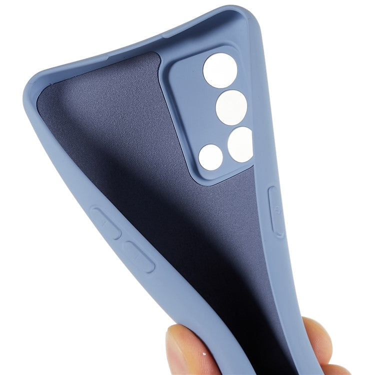 For Oppo A74 4G Flexible TPU Arc Edge Shockproof Phone Case 2.0mm Thick Liquid Silicone Texture Anti-Slip Back Cover - Grey