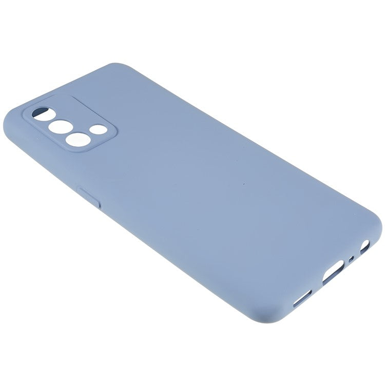 For Oppo A74 4G Flexible TPU Arc Edge Shockproof Phone Case 2.0mm Thick Liquid Silicone Texture Anti-Slip Back Cover - Grey